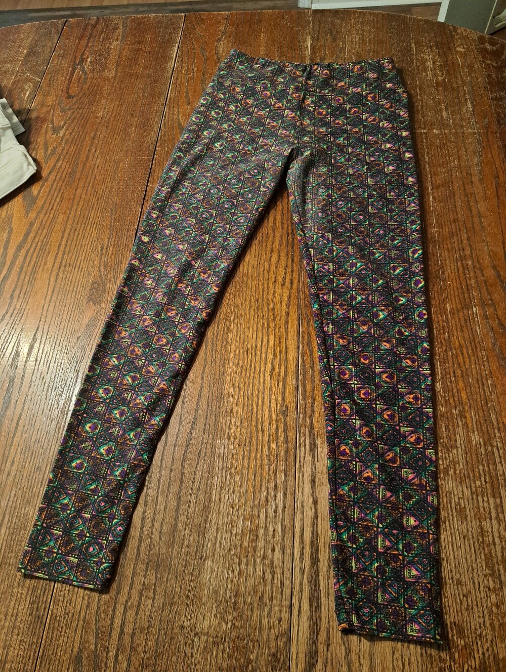 LuLaRoe One Size OS Leggings Rainbow Retro Mosaic Geometric Grid Print